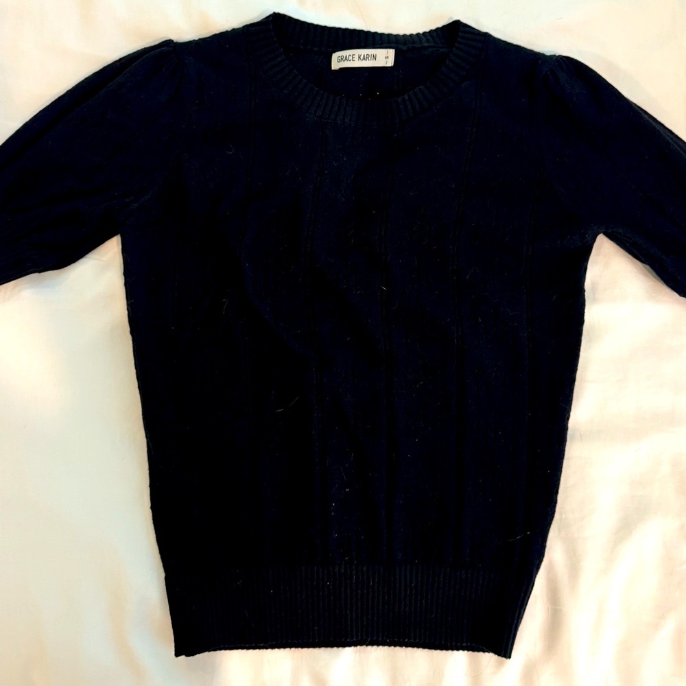Grace Karin black eyelet sweater